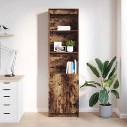 Berkfield Home Highboard Smoked Oak 50x35x180 cm Engineered Wood in Brown - Size: 50 x 35 x 180 cm - thumbnail 3