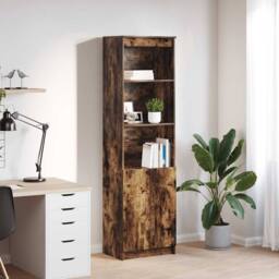 Berkfield Home Highboard Smoked Oak 50x35x180 cm Engineered Wood in Brown - Size: 50 x 35 x 180 cm