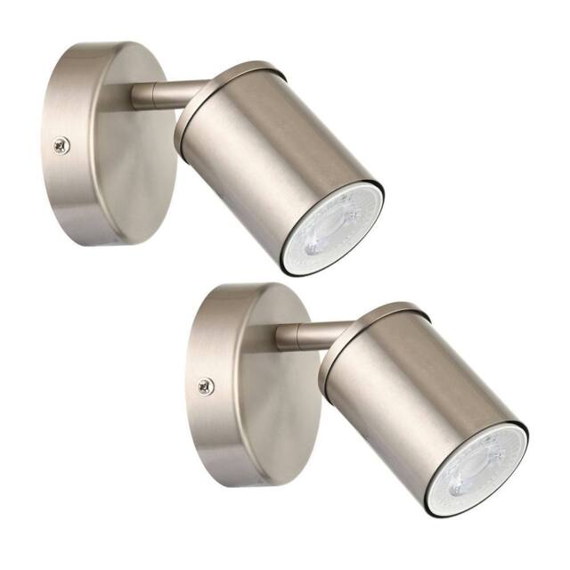 First Choice Lighting Set of 2 Larbert - Brushed Nickel Adjustable Wall or Ceiling Spotlight in Silver - image 1