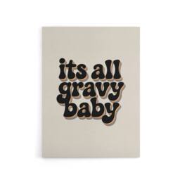 "Artery8 It's All Gravy Baby Funky Bold Retro Typography Canvas Wall Art Print in Beige - Size: W18"" x H24""" - thumbnail 1