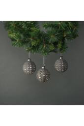 KDMD Naida 8cm Glass Acorn Bauble Pewter & Silver Set of 4 - thumbnail 2