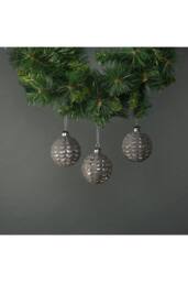 KDMD Naida 8cm Glass Acorn Bauble Pewter & Silver Set of 4 - thumbnail 1