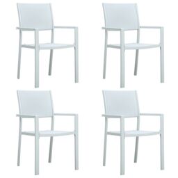 Berkfield Home Garden Chairs 4 pcs White Plastic Rattan Look - thumbnail 1