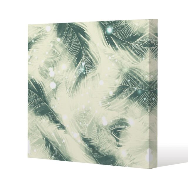 Benjamin Tate Design Feathers fantastic birds with decorative ornaments (Canvas Print) / 46 x 46 x 4cm in Natural - Size: 46 x 46 x 4 cm - image 1
