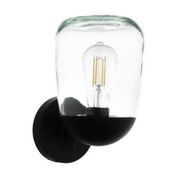 Loops IP44 Outdoor Wall Light Black Aluminium & Plastic 1 x 60W E27 Bulb Lamp