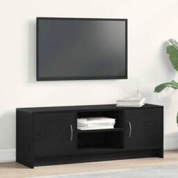 Berkfield Home TV Cabinet Black Oak 102x30x37.5 cm Engineered Wood - thumbnail 2