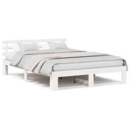Berkfield Home Wood Bed Frame White Wood 140 x 200 cm Durable - thumbnail 4