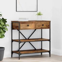 Berkfield Home Elegant Console Table Old Wood 75x34.5x75 cm Engineered Wood in Brown - thumbnail 2