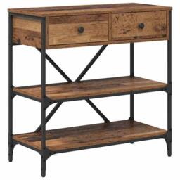 Berkfield Home Elegant Console Table Old Wood 75x34.5x75 cm Engineered Wood in Brown - thumbnail 3