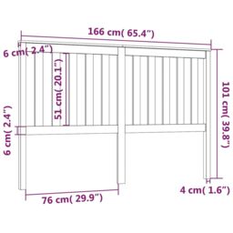 Berkfield Home Bed Headboard Black 166x6x101 cm Solid Wood Pine - Size: 166 x 6 x 101 cm - thumbnail 6