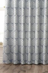 Paoletti Horto Embroidered Botanical Eyelet Curtains in Blue - Size: 229 cm width x 137 cm drop - thumbnail 3