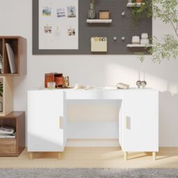 Berkfield Home Desk White 140x50x75 cm Engineered Wood - Size: 140 x 50 x 75 cm - thumbnail 1