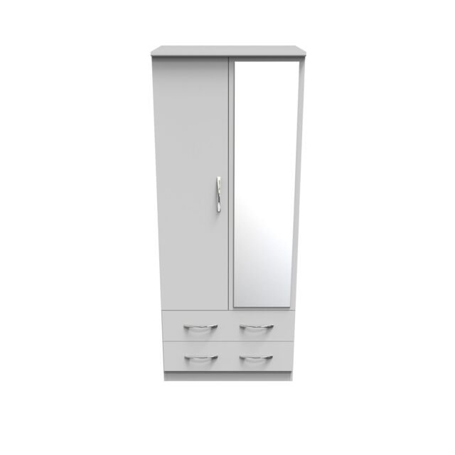 Ready Assembled 2 U Hampshire 2 Door 2 Drawer Mirrored Wardrobe (Ready Assembled) in White - image 1