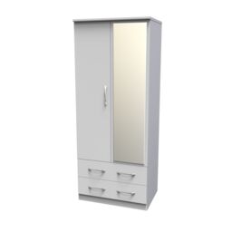 Ready Assembled 2 U Hampshire 2 Door 2 Drawer Mirrored Wardrobe (Ready Assembled) in White - thumbnail 3