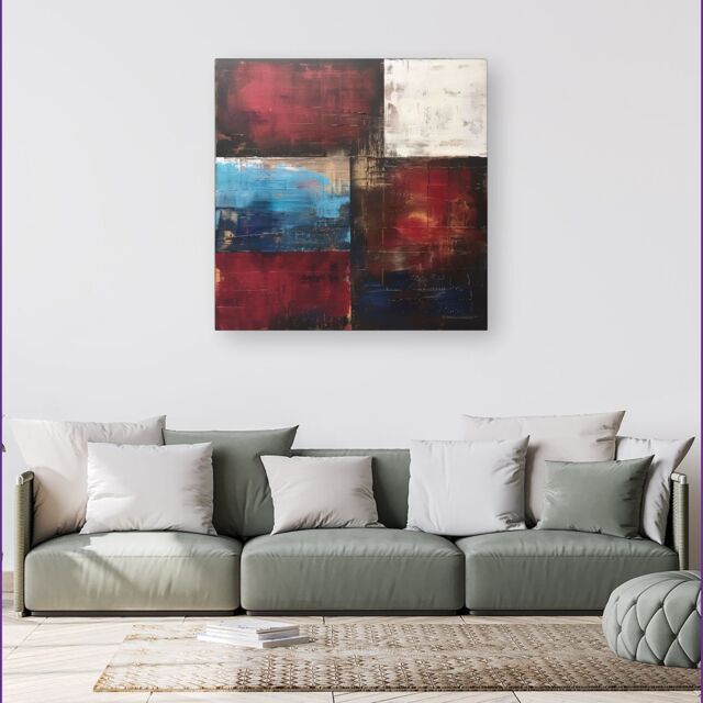 Warren Reed - Designer Rustic Harmony In Bold Colours Canvas - Size: w40 inch x h40 inch - image 1