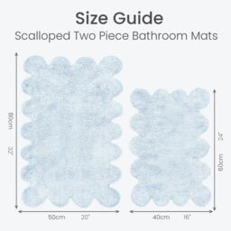 Allure Bath Fashions Two Piece Scallop Bath Mat Set - 100% Cotton Scalloped Bathroom Rugs in Baby Blue - thumbnail 5