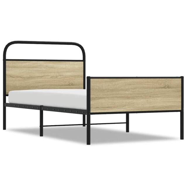 Berkfield Home Bed Frame without Mattress 90x200 cm Sonoma Oak Engineered Wood in Light Oak - image 1