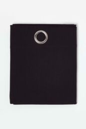 Homescapes Plain Cotton Ready Made Eyelet Curtain Pair in Black - Size: 117 cm width x 137 cm drop - thumbnail 3