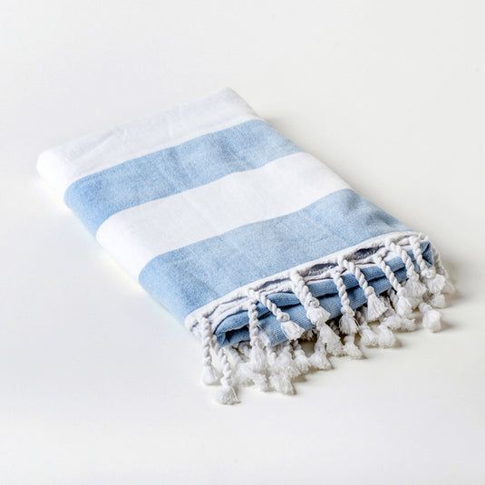 Allure Bath Fashions Striped Hammam Turkish Style Beach Towel in Blue - image 1