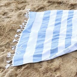 Allure Bath Fashions Striped Hammam Turkish Style Beach Towel in Blue - thumbnail 2