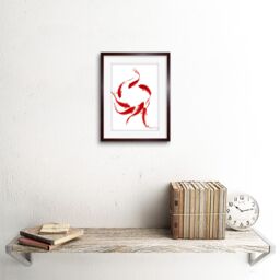 "Artery8 Wall Art Print Koi Fish Painting Art Framed 9x7 inch in Brown - Size: W7"" x H9""" - thumbnail 2