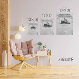 "Artery8 Newspaper Front Page 1912 Titanic Disaster Canvas Wall Art Print in Grey - Size: W24"" x H32""" - thumbnail 4