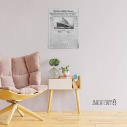 "Artery8 Newspaper Front Page 1912 Titanic Disaster Canvas Wall Art Print in Grey - Size: W24"" x H32""" - thumbnail 3