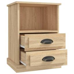 Berkfield Home Elegant Bedside Cabinet Sonoma Oak 43x36x60 cm in Light Tan - Size: 43 x 36 x 60 cm - thumbnail 7