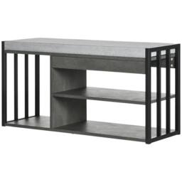 FURNOS Shoe Storage Bench With Cushioned Seat & Storage Shelves in Grey - thumbnail 6