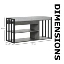 FURNOS Shoe Storage Bench With Cushioned Seat & Storage Shelves in Grey - thumbnail 7