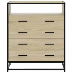 Berkfield Home Elegant Drawer Cabinet Sonoma Oak 70x41x83.5 cm Engineered Wood in Light Tan - thumbnail 4