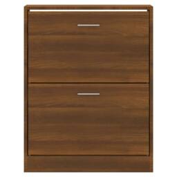 Berkfield Home Shoe Cabinet Brown Oak 63x24x81 cm Engineered Wood - Size: 63 x 24 x 81 cm - thumbnail 4