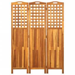Berkfield Home Durable 3-Panel Room Divider 121x2x170 cm Solid Acacia Wood in Brown - Size: 121 x 2 x 170 cm - thumbnail 3