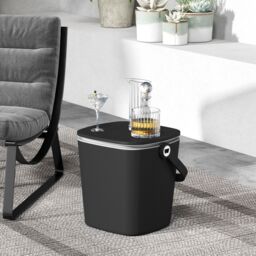 Costway 15 L Outdoor Cool Bar Table Patio Cooler Side Table with Lift Top Lid in Black - thumbnail 3