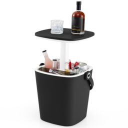 Costway 15 L Outdoor Cool Bar Table Patio Cooler Side Table with Lift Top Lid in Black - thumbnail 1