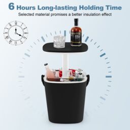 Costway 15 L Outdoor Cool Bar Table Patio Cooler Side Table with Lift Top Lid in Black - thumbnail 5