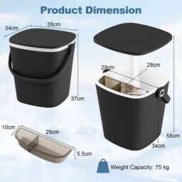 Costway 15 L Outdoor Cool Bar Table Patio Cooler Side Table with Lift Top Lid in Black - thumbnail 2