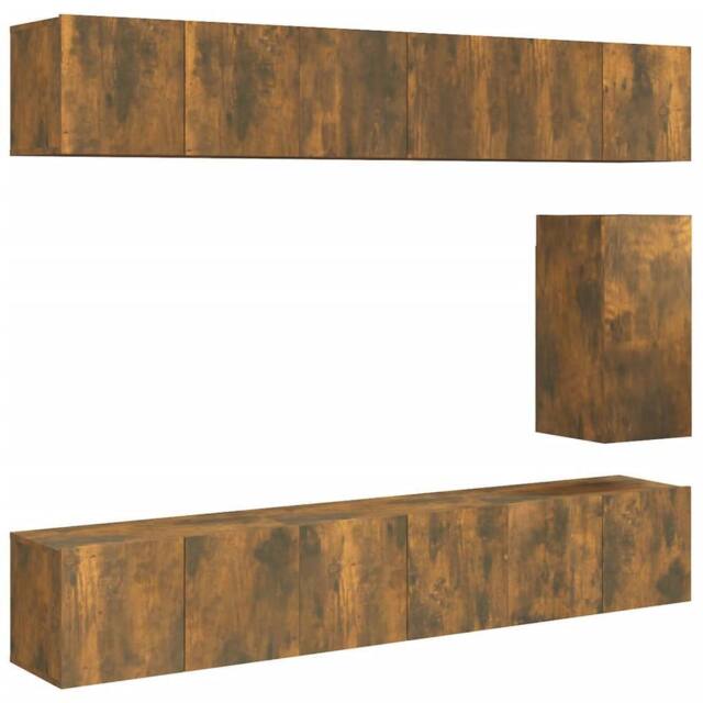 Berkfield Home 7 Piece TV Cabinet Set Smoked Oak Engineered Wood in Brown - image 1