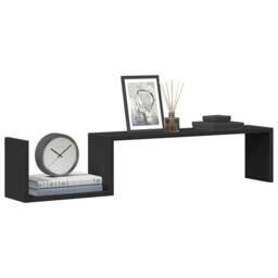 Berkfield Home Wall Shelf 2 pcs Black 100x15x20 cm Engineered Wood - Size: 100 x 15 x 20 cm - thumbnail 1