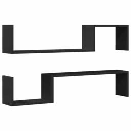 Berkfield Home Wall Shelf 2 pcs Black 100x15x20 cm Engineered Wood - Size: 100 x 15 x 20 cm - thumbnail 3