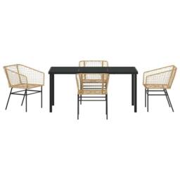 Berkfield Home Modern 5 Piece Garden Dining Set Brown Poly Rattan - thumbnail 7