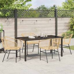 Berkfield Home Modern 5 Piece Garden Dining Set Brown Poly Rattan - thumbnail 4