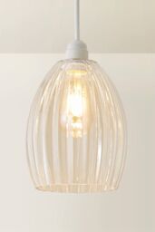 ValueLights Cheltenham Clear Ribbed Glass Dome Easy Fit Lamp Shade - thumbnail 3