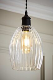 ValueLights Cheltenham Clear Ribbed Glass Dome Easy Fit Lamp Shade