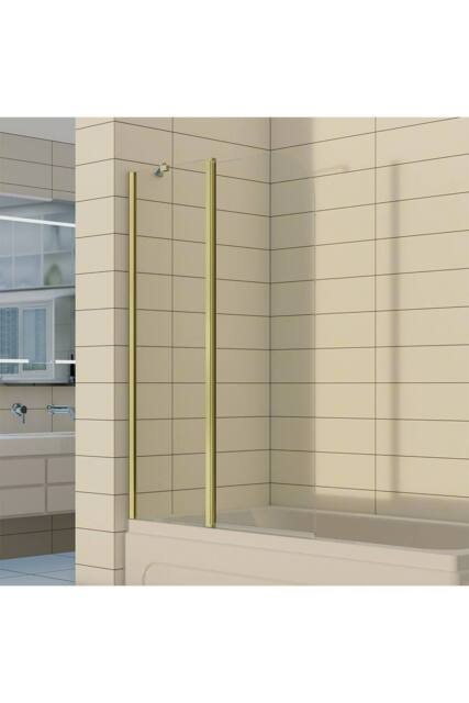 Living and Home 2-Section 180°Pivot Over Bath Shower Screen in Gold - image 1