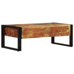 Berkfield Home Coffee Table with 3 Drawers Solid Reclaimed Wood 100x50x35 cm in Brown - Size: 100 x 50 x 35 cm - thumbnail 4