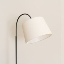 ValueLights Crowther Wooden Side Table Shelved Tripod Floor Lamp with Fabric Shade & Bulb in Black - thumbnail 4