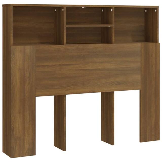 Berkfield Home Headboard Cabinet Brown Oak 120x19x103.5 cm - image 1