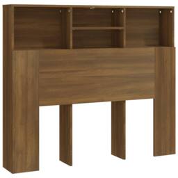 Berkfield Home Headboard Cabinet Brown Oak 120x19x103.5 cm - thumbnail 1