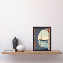"Artery8 View From Suijin Shrine Massaki Framed Wall Art Print Utagawa Hiroshige - Size: W12"" x H16""" - thumbnail 4